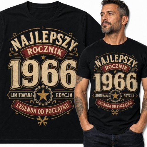 Koszulka męska „Najlepszy rocznik 1966” na 60 urodziny - legenda od początku