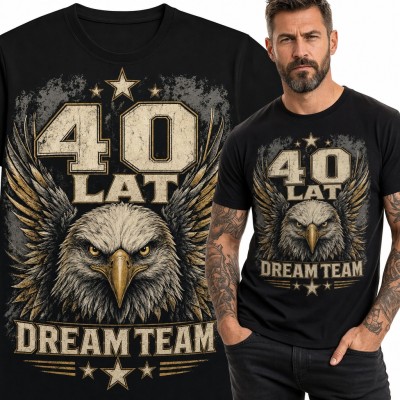 Koszulka męska na 40 urodziny z orłem i skrzydłami - „40 lat Dream Team”
