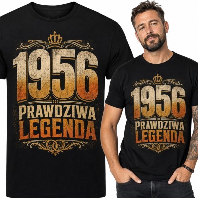 Koszulka męska na 70 urodziny „1956 Prawdziwa legenda” z koroną