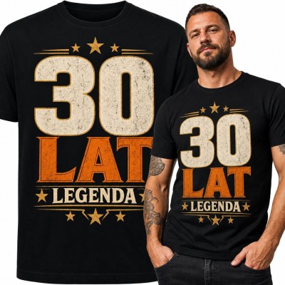 Koszulka męska na 30 urodziny „30 lat legenda” z gwiazdkami