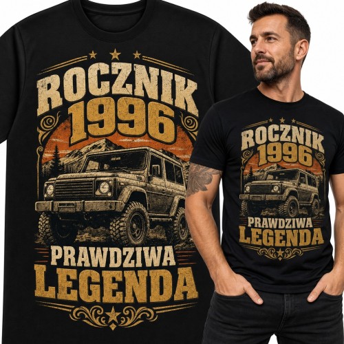 Koszulka męska na 30 urodziny „Rocznik 1996 prawdziwa legenda” - terenówka 4x4
