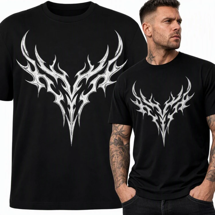 Koszulka męska tribal ornament w stylu gotyckim z efektem przetarcia