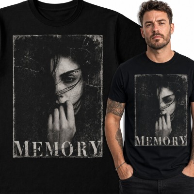 Koszulka męska „Memory” - czarno-biały portret kobiety w stylu grunge