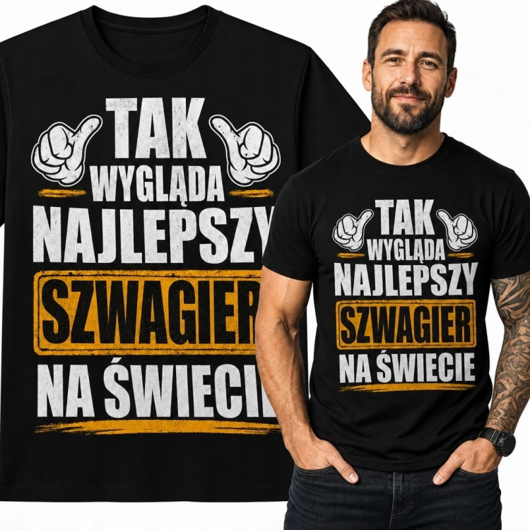 Koszulka męska dla szwagra „Tak wygląda najlepszy szwagier na świecie” - zabawny rodzinny nadruk