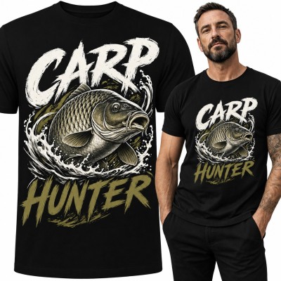 Koszulka męska z karpiem „Carp Hunter” dla wędkarza karpiarza