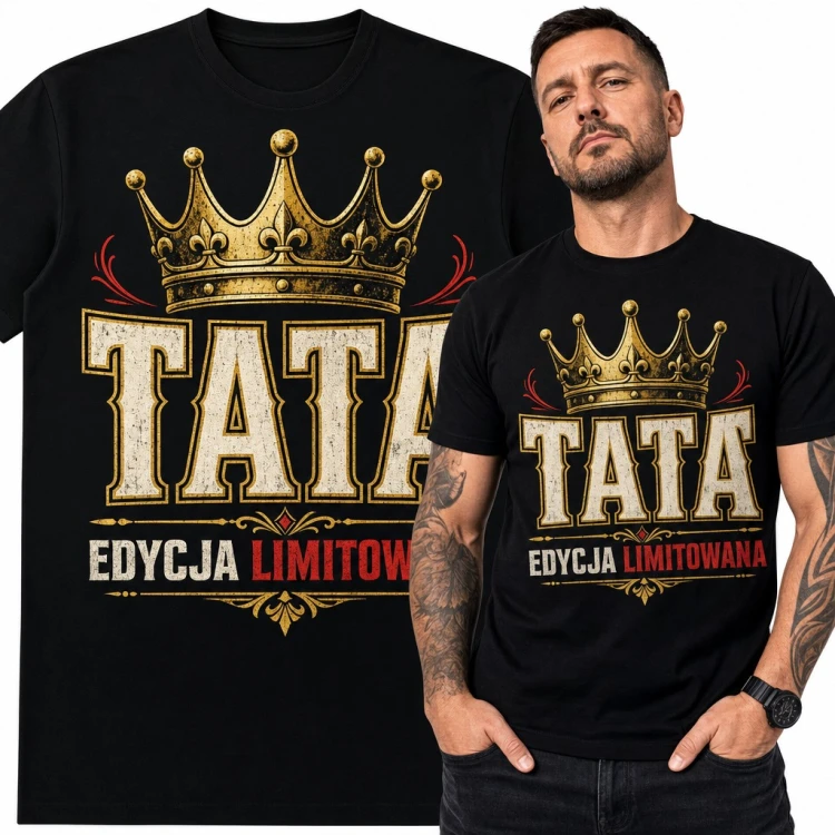 Koszulka męska „Tata edycja limitowana” ze złotą koroną