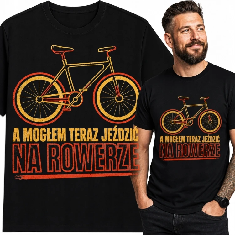 Koszulka męska z rowerem retro „A mogłem teraz jeździć na rowerze” - rowerowy humor