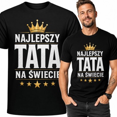 Koszulka męska „Najlepszy Tata na świecie” ze złotą koroną