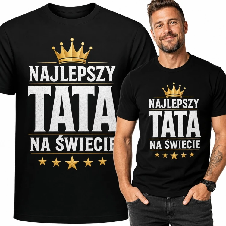 Koszulka męska „Najlepszy Tata na świecie” ze złotą koroną