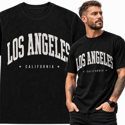Koszulka męska „Los Angeles” - napis college California z gwiazdkami