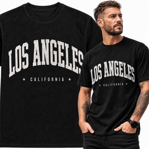 Koszulka męska „Los Angeles” - napis college California z gwiazdkami