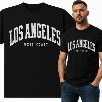 Koszulka męska „Los Angeles West Coast” - napis w stylu college vintage