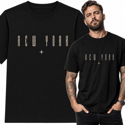 Koszulka męska „New York” - gotycki napis z gwiazdką
