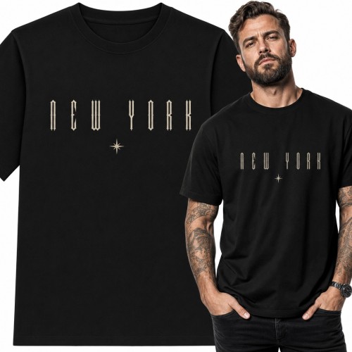 Koszulka męska „New York” - gotycki napis z gwiazdką