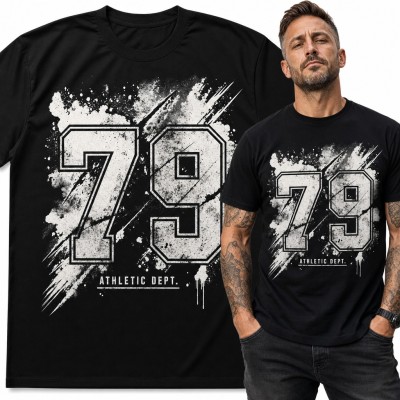 Koszulka męska „79 Athletic Dept.” - sportowy numer w stylu grunge
