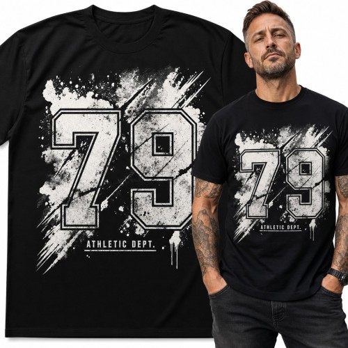Koszulka męska „79 Athletic Dept.” - sportowy numer w stylu grunge