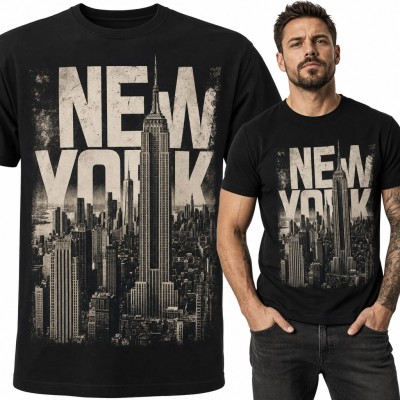 Koszulka męska „New York” z Empire State Building i panoramą Manhattanu