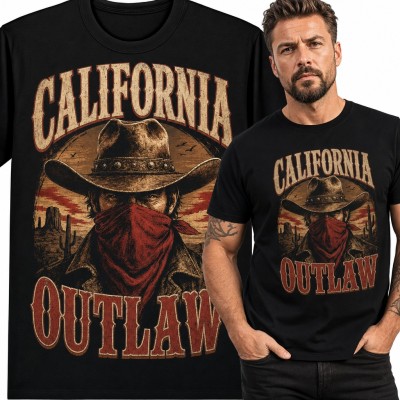 Koszulka męska kowboj w bandanie „California Outlaw” - western