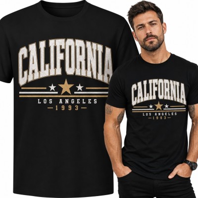 Koszulka męska „California” - varsity z gwiazdami i Los Angeles 1993