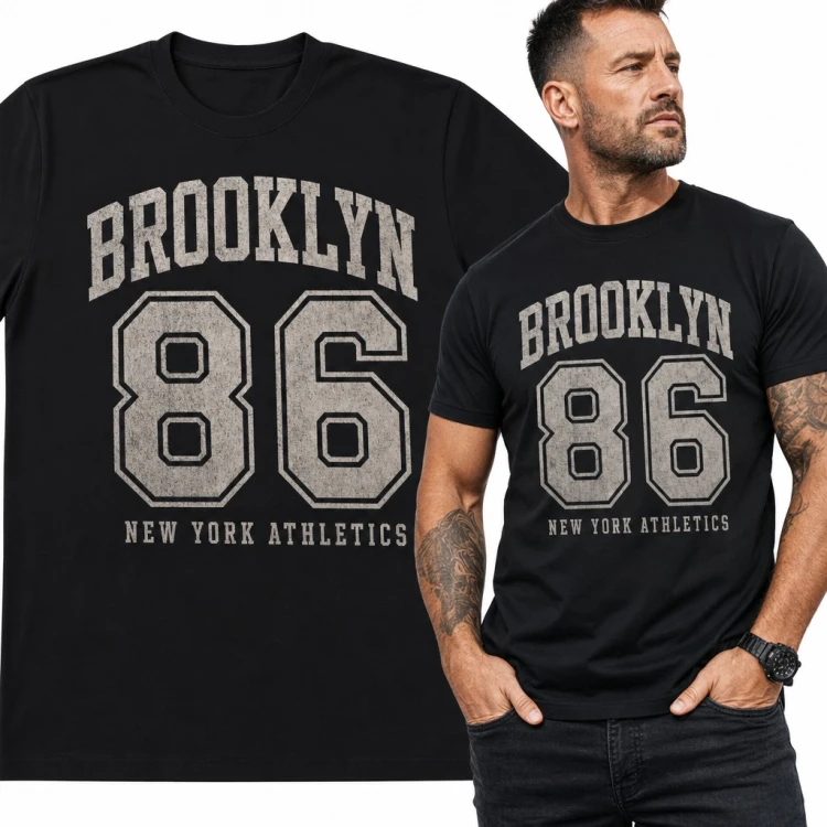 Koszulka męska „Brooklyn 86 New York Athletics” w stylu varsity