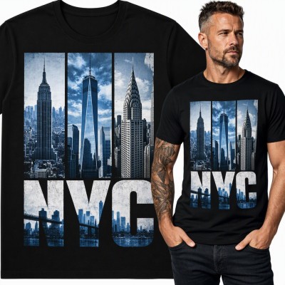 Koszulka męska „NYC” - trzy drapacze chmur Manhattanu
