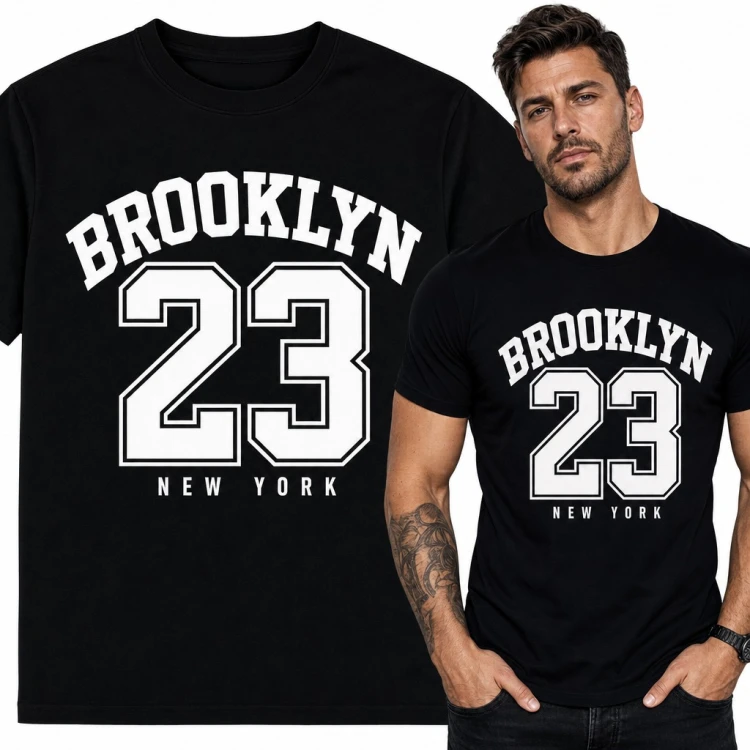 Koszulka męska „Brooklyn 23 New York” - napis w stylu varsity