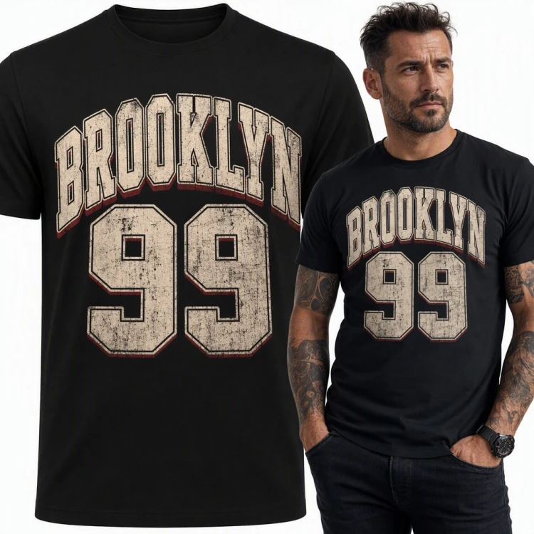 Koszulka męska „Brooklyn 99” - retro napis w stylu college