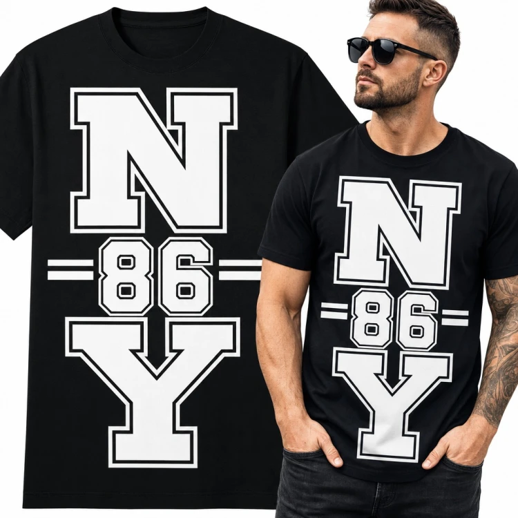 Koszulka męska „NY 86” - college'owe litery Nowy Jork