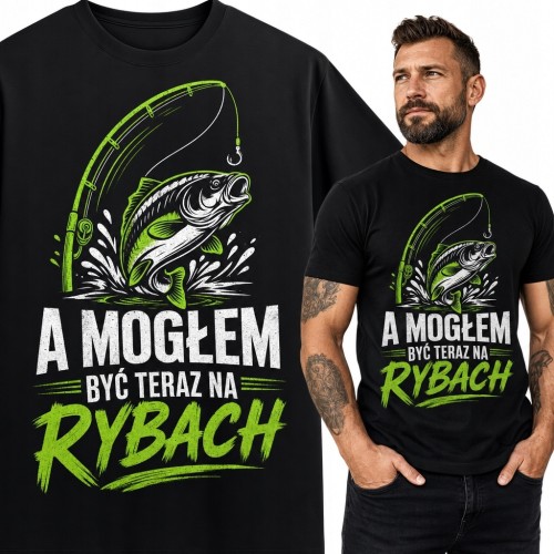 Koszulka męska dla wędkarza „A mogłem być teraz na rybach” - ryba i wędka