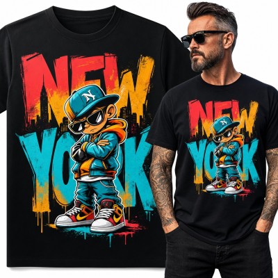 Koszulka męska „New York” - graffiti z chłopakiem w czapce hip-hop