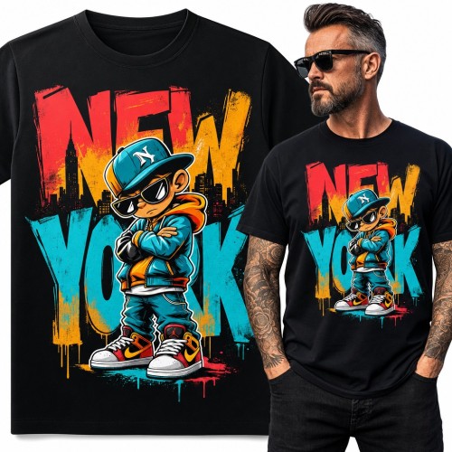 Koszulka męska „New York” - graffiti z chłopakiem w czapce hip-hop