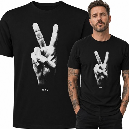 Koszulka męska „NYC” - dłoń z gestem peace