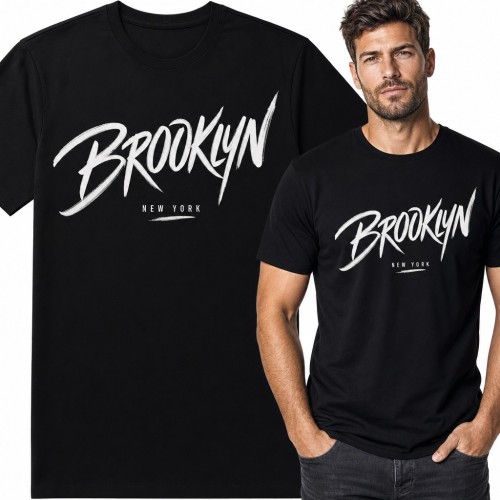 Koszulka męska „Brooklyn New York” - pędzlowy lettering w stylu streetwear