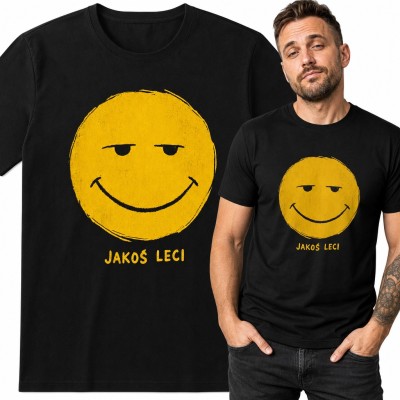 Koszulka męska „Jakoś leci” - smiley z przymrużonymi oczami