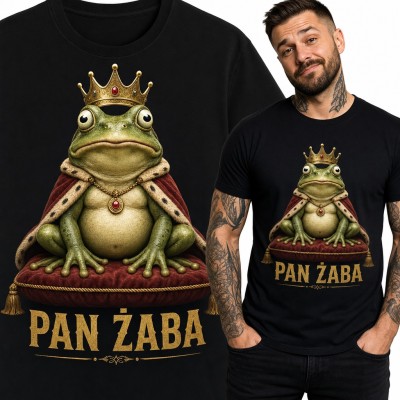Koszulka męska „Pan Żaba” - żaba w koronie na królewskiej poduszce