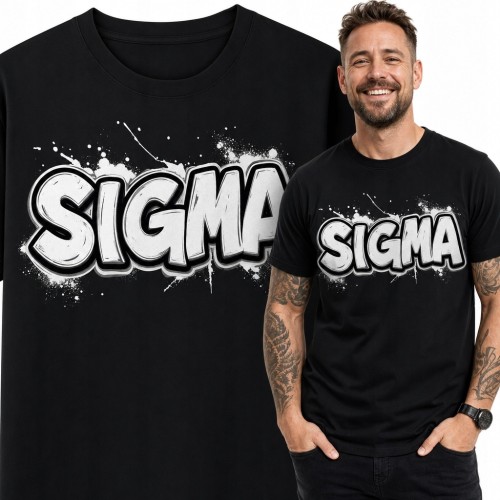 Koszulka męska z napisem „Sigma” w stylu graffiti - miejski wzór