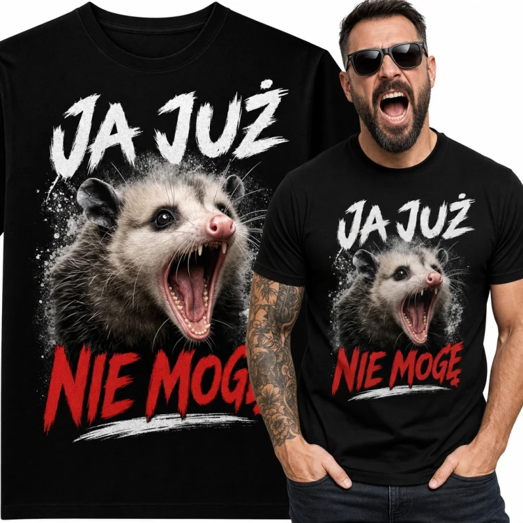 Koszulka męska z krzyczącym oposem - „Ja już nie mogę”