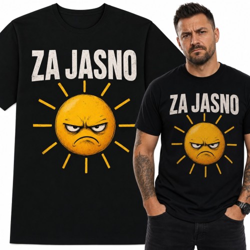 Koszulka męska „Za jasno” - naburmuszone słońce dla marudy