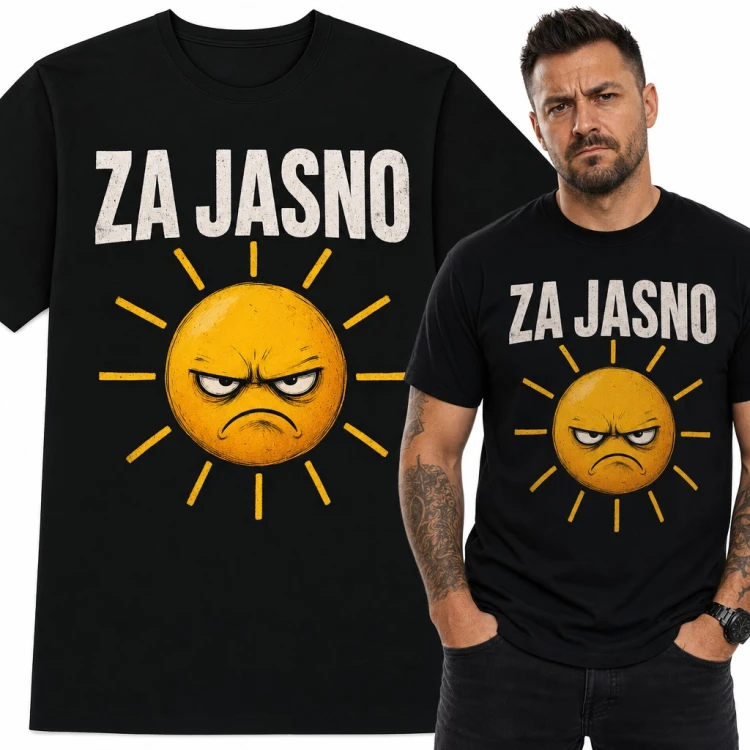 Koszulka męska „Za jasno” - naburmuszone słońce dla marudy