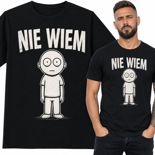 Koszulka męska „Nie wiem” z zakłopotanym rysunkowym ludzikiem