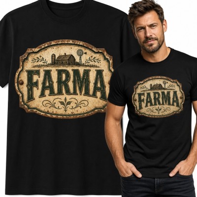 Koszulka męska „Farma” - retro szyld ze stodołą dla rolnika