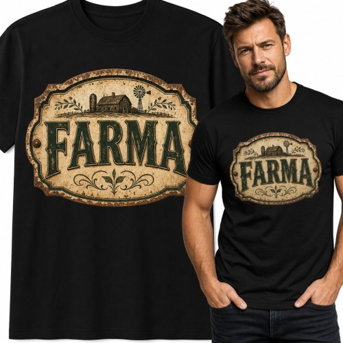 Koszulka męska „Farma” - retro szyld ze stodołą dla rolnika