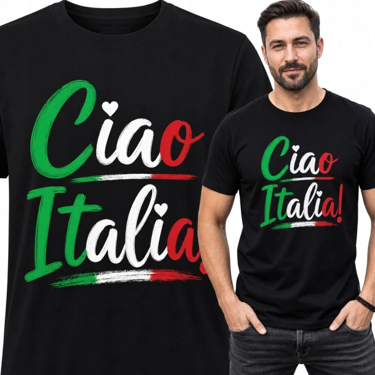 Koszulka męska z włoskim motywem „Ciao Italia!”