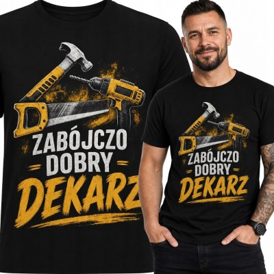 Koszulka męska dla dekarza z napisem „Dekarz” i hasłem „Zabójczo dobry”