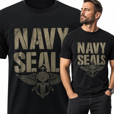 Koszulka męska „Navy Seals” - czaszka ze skrzydłami dla fana militariów