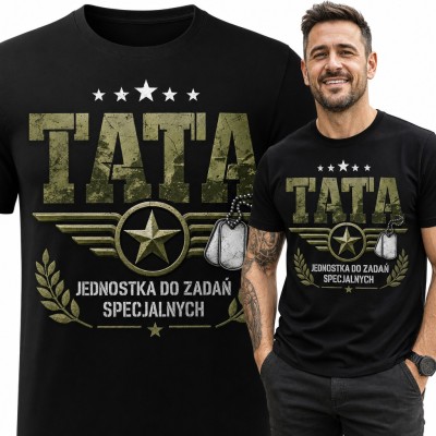 Koszulka męska „Tata jednostka do zadań specjalnych” - wojskowy wzór moro na Dzień Ojca