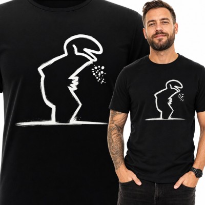 Koszulka męska z ludzikiem z jednej linii - gderający bohater retro kreskówki