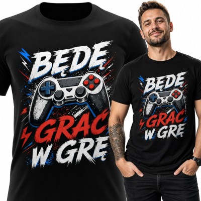 Koszulka męska dla gracza z padem - „Będę grać w grę”