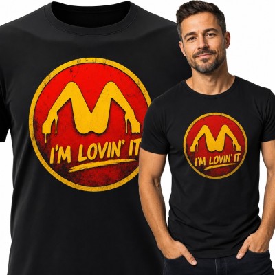 Koszulka męska „I'm lovin' it” - parodia logo z nogami w szpilkach