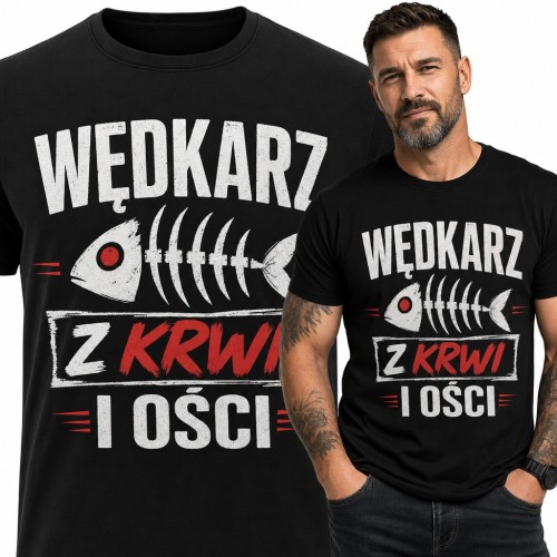 Koszulka męska „Wędkarz z krwi i ości” - szkielet ryby